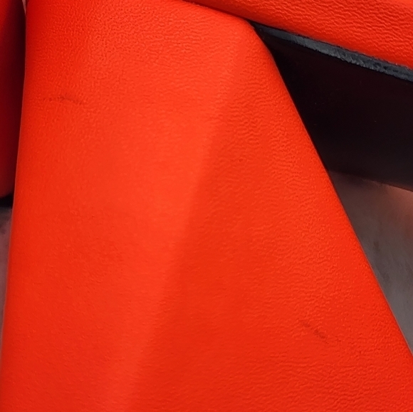 ASOS design Halliwell triangle block heel neon orange slides like new‎ - Picture 6 of 8